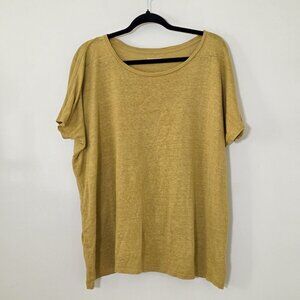 Eileen Fisher Top Womens 3X Yellow Mustard Tunic SS Round Neck Office Lagenlook